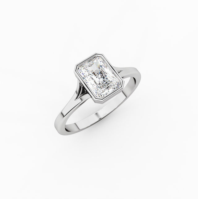 1ct Radiant Lab Diamond Cathedral Bezel Engagement Ring | IGI Certified | D-E-F VVS–VS | Custom Gold