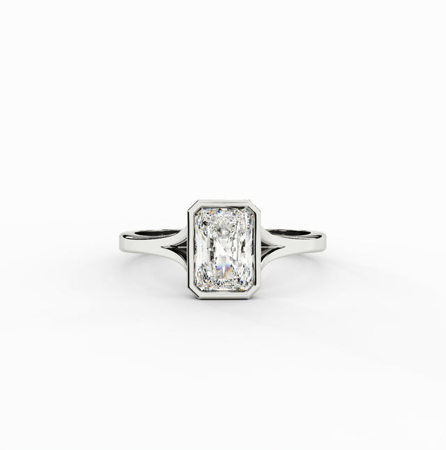 1ct Radiant Lab Diamond Cathedral Bezel Engagement Ring | IGI Certified | D-E-F VVS–VS | Custom Gold