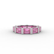 6.65tcw Pink Emerald Moissanite Diamond Engagement Ring, Elegant Ruby Eternity Band Diamond Ring