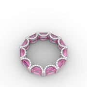 6.65tcw Pink Emerald Moissanite Diamond Engagement Ring, Elegant Ruby Eternity Band Diamond Ring