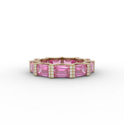 6.65tcw Pink Emerald Moissanite Diamond Engagement Ring, Elegant Ruby Eternity Band Diamond Ring