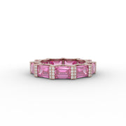 6.65tcw Pink Emerald Moissanite Diamond Engagement Ring, Elegant Ruby Eternity Band Diamond Ring