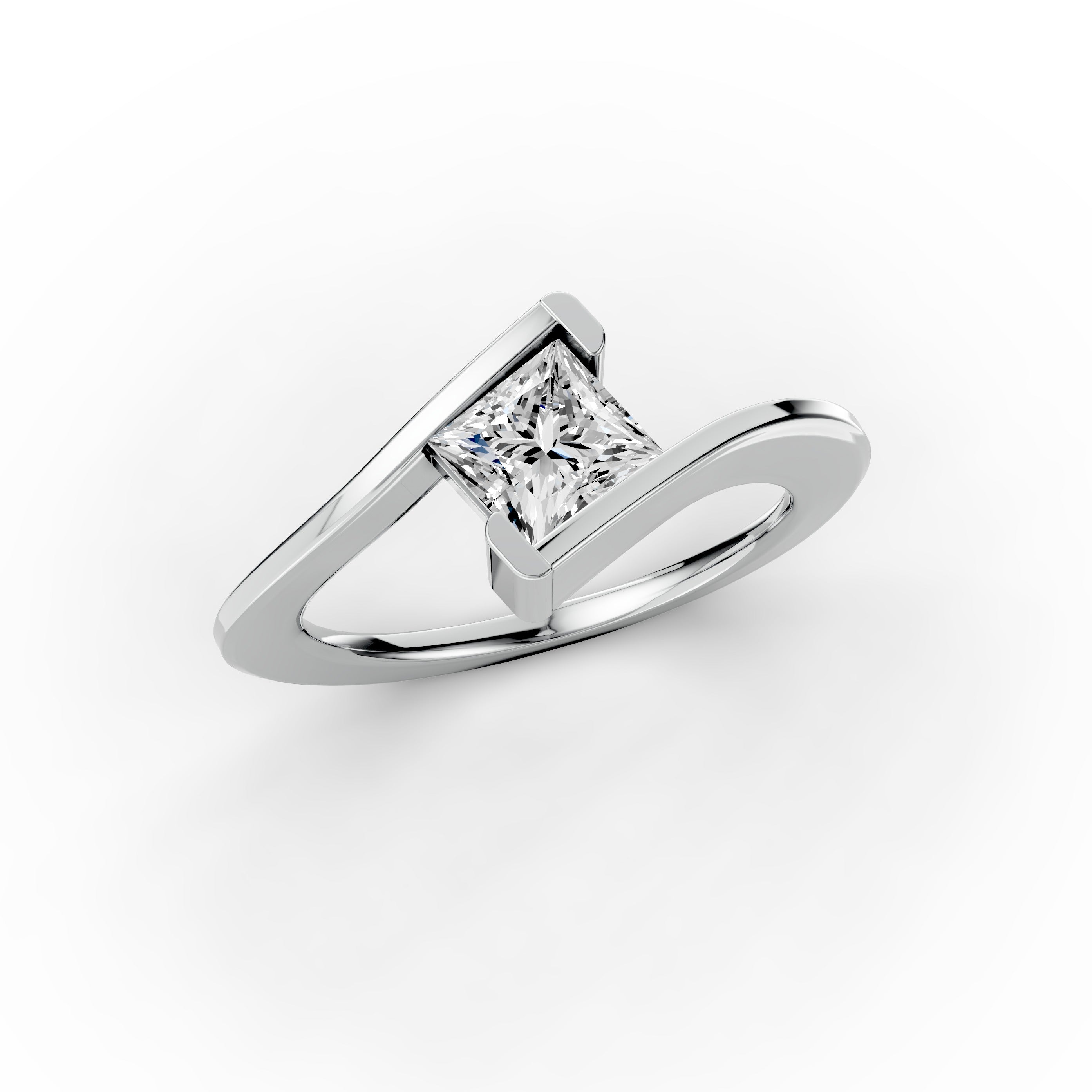 1ct Princess Lab Grown Diamond Bypass Engagement Ring | D-E-F Color | VVS-VS Clarity | IGI Certified