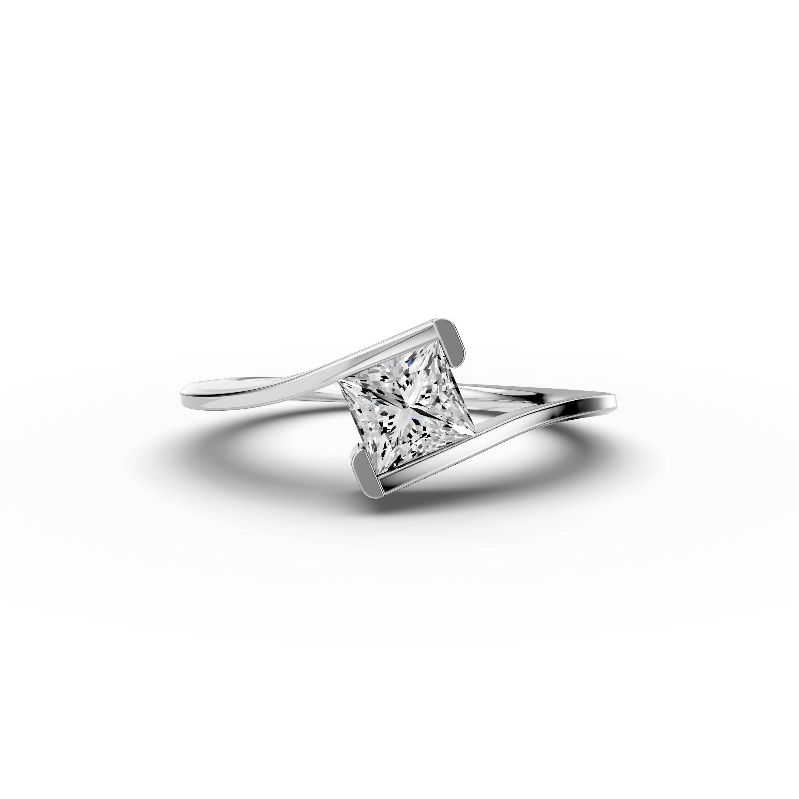 1ct Princess Lab Grown Diamond Bypass Engagement Ring | D-E-F Color | VVS-VS Clarity | IGI Certified