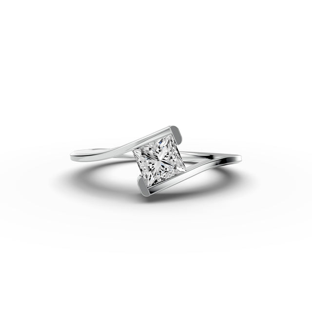1ct Princess Lab Grown Diamond Bypass Engagement Ring | D-E-F Color | VVS-VS Clarity | IGI Certified